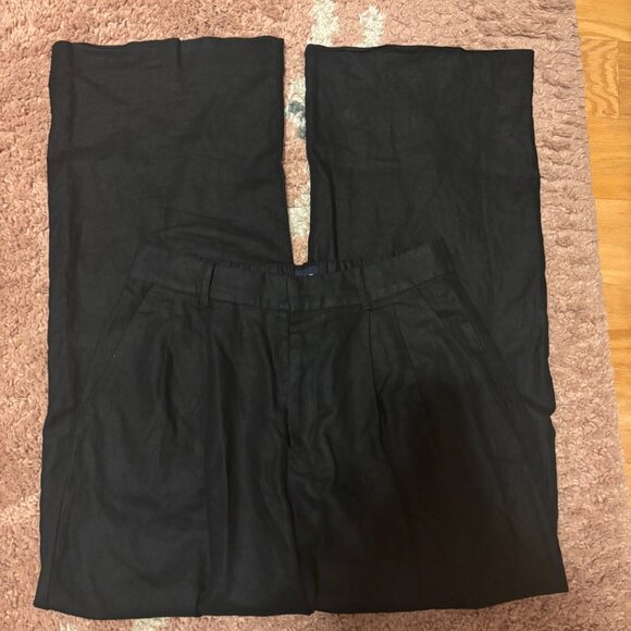 Gap 365 High Rise Linen Blend Wide-Leg Trousers Black, Women's Size 6 - Picture 2 of 10